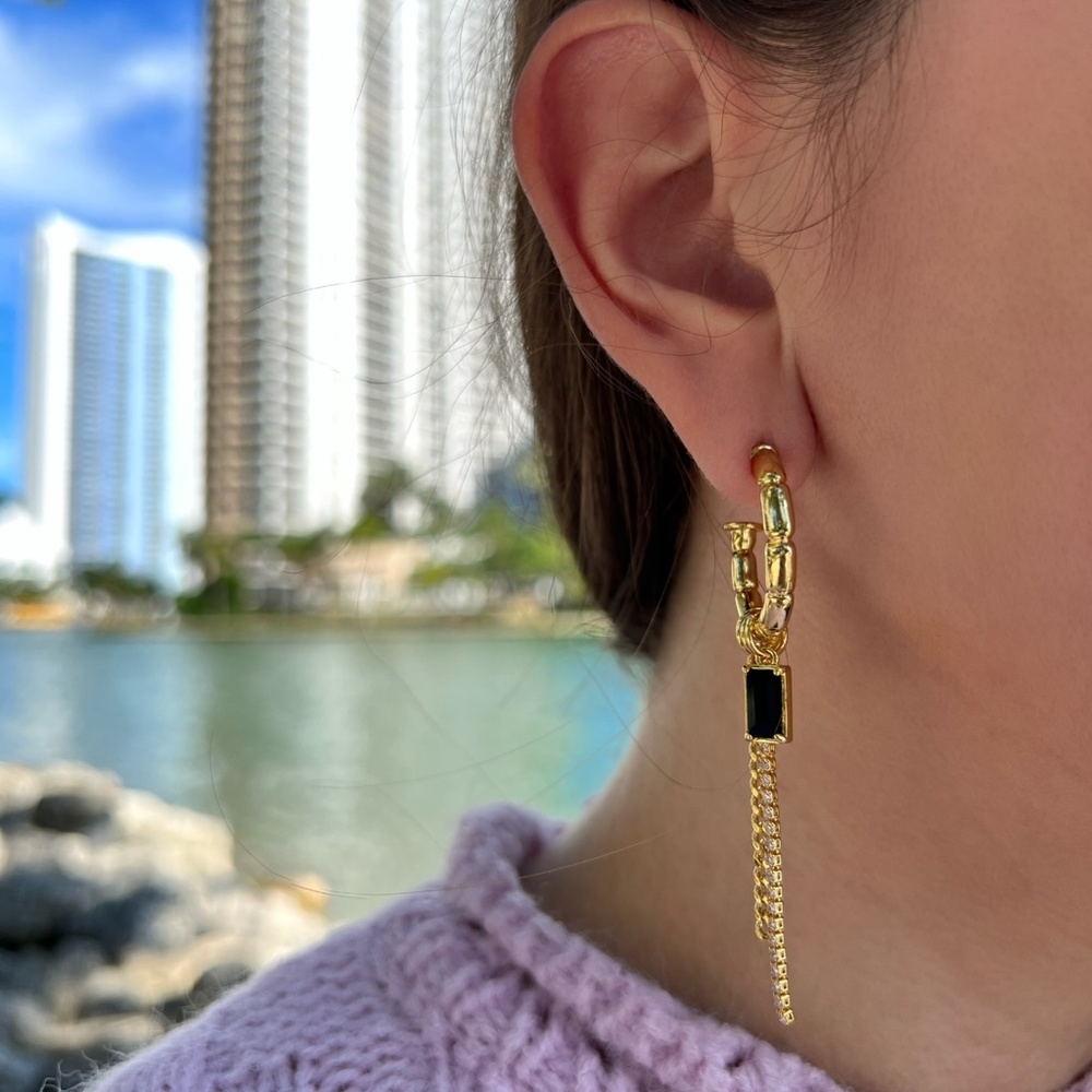 Tassel Drop Hoop Earrings